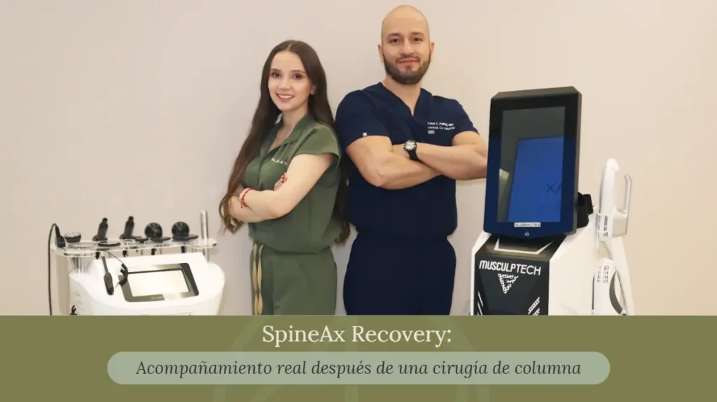 Rehabilitación de una cirugía de columna con fisioterapia y tecnología — SpineAx Recovery Praesenti Bogotá