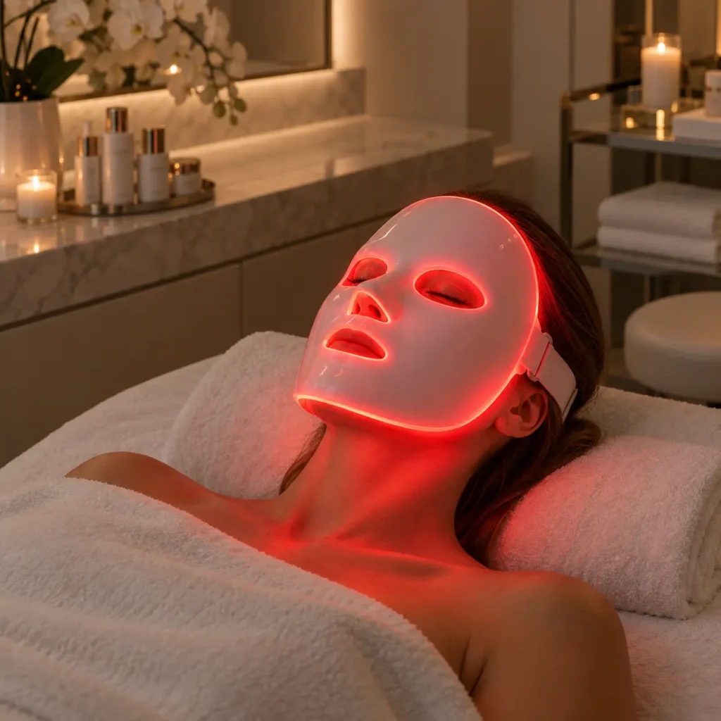 Máscara LED facial- Praesenti Clinic- Bogotá-Luz Roja